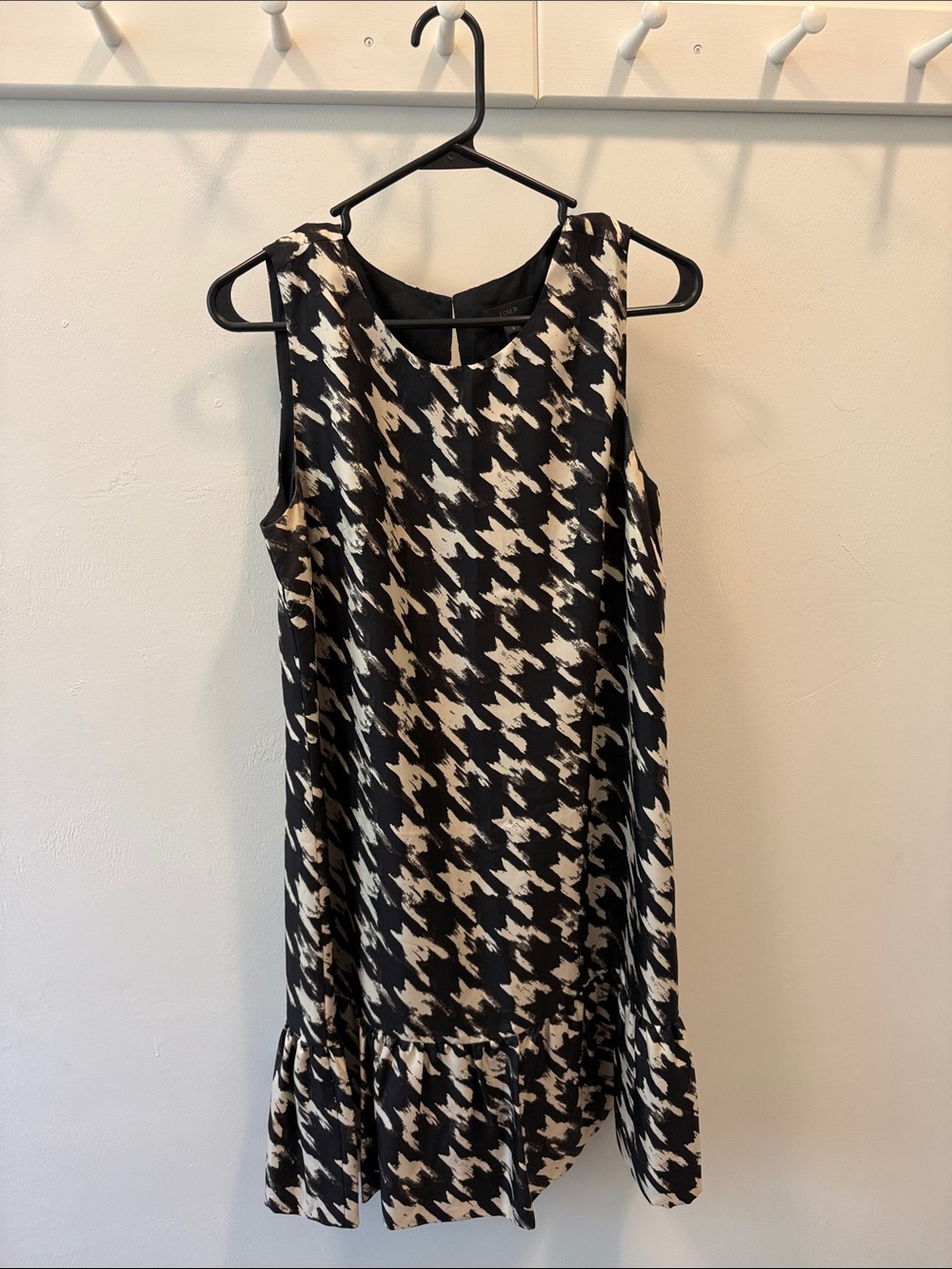 J. Crew Black and White Houndstooth Sleeveless Mini Dress